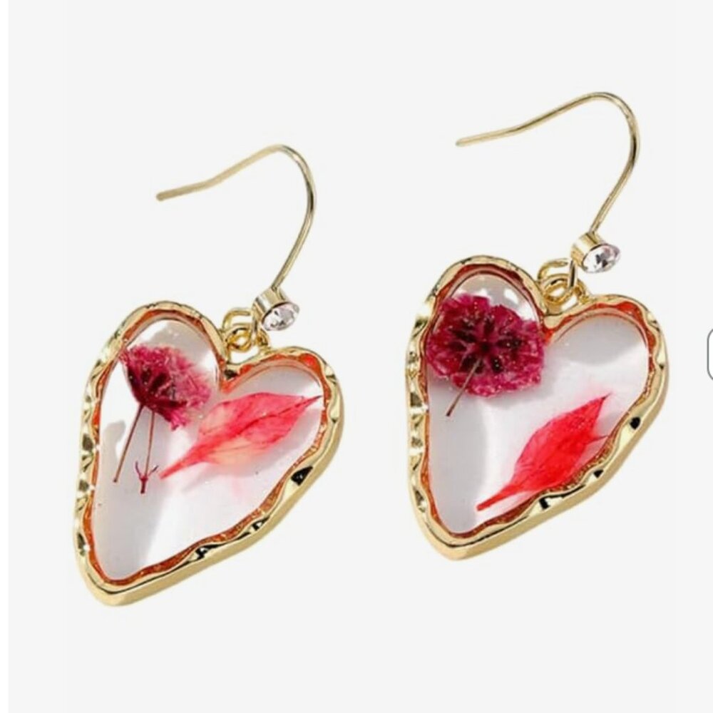 Spring Flower Heart Earrings